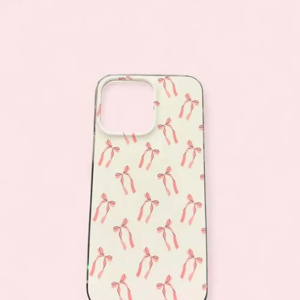 iPhone 14 Pro Max White Pink Bow Pattern Phone Case